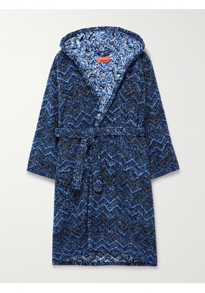 Missoni Home - Striped Cotton-Terry Jacquard Hooded Robe - Men - Blue - S