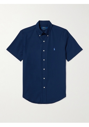 Polo Ralph Lauren - Slim-Fit Button-Down Collar Logo-Embroidered Cotton-Blend Poplin Shirt - Men - Blue - XS
