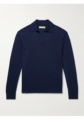 Purdey - Duke Slim-Fit Worsted Cashmere Polo Sweater - Men - Blue - S