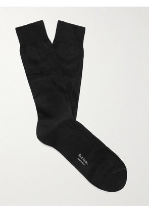 Paul Smith - Ribbed Organic Cotton-Blend Socks - Men - Black