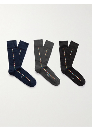Paul Smith - Pack of Three Striped Organic Cotton-Blend Socks - Men - Unknown