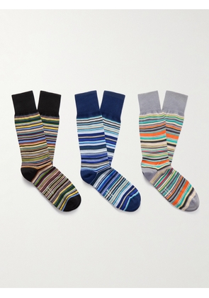 Paul Smith - Pack of Three Striped Cotton-Blend Socks - Men - Unknown