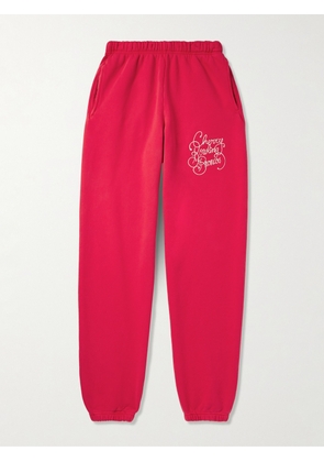 Cherry Los Angeles - Bowling Broncos Tapered Logo-Embroidered Cotton-Jersey Sweatpants - Men - Red - XS