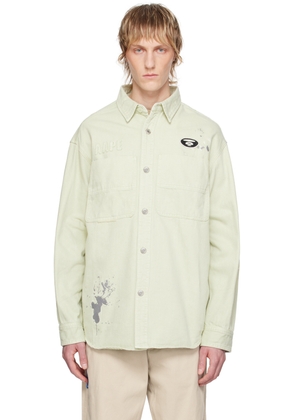 AAPE by A Bathing Ape Green Embroidered Denim Shirt