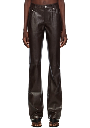 MISBHV Brown Straight Fit Faux-Leather Trousers