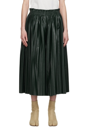 MM6 Maison Margiela Green Pleated Faux-Leather Trousers
