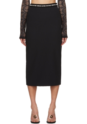 Versace Jeans Couture Black Bonded Midi Skirt