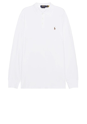 Polo Ralph Lauren Pima Long Sleeve Polo in White - White. Size S (also in XL/1X).