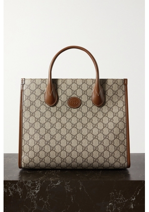 Gucci - Ophidia Luggage Leather-trimmed Printed Coated-canvas Tote - Brown - One size