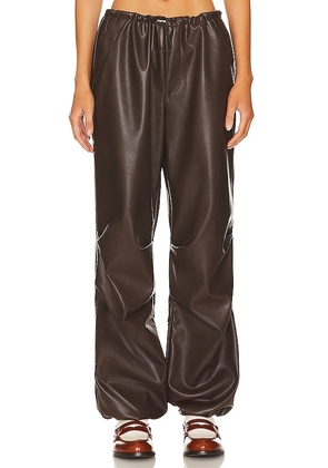 AFRM Faux Leather Frankie Parachute Pants in Chocolate. Size M, S, XL.