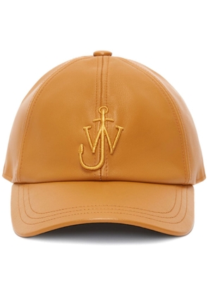 JW Anderson logo-embroidered leather baseball cap - Brown