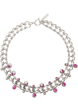 Justine Clenquet SSENSE Exclusive Silver & Pink Mindy Necklace