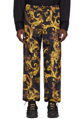 Versace Jeans Couture Black & Gold Watercolor Couture Trousers
