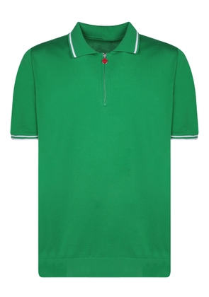 Kiton Green Mid-Zip Polo Shirt