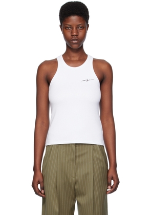 MSGM White Embroidered Tank Top