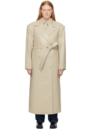 The Frankie Shop Beige Tina Faux-Leather Trench Coat