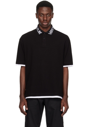Versace Jeans Couture Black Intarsia Polo