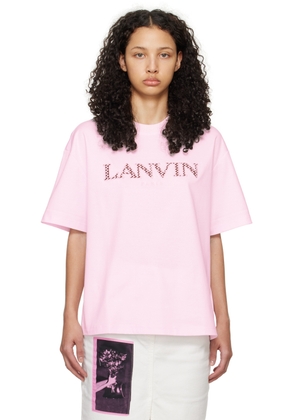 Lanvin Pink Oversized Embroidered Curb T-Shirt