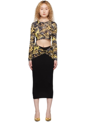 Versace Jeans Couture Black Printed Midi Dress