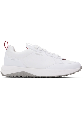 Hugo White Mixed Material Lace-Up Sneakers