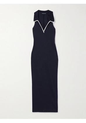 Veronica Beard - Darien Ribbed Pima Cotton-blend Jersey Midi Dress - Blue - x small,small,medium,large,x large