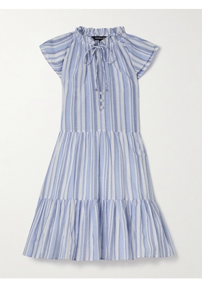 Veronica Beard - Zee Tiered Striped Cotton Mini Dress - Blue - US0,US2,US4,US6,US8,US10,US12,US14