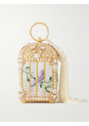 Judith Leiber Couture - Birdcage Tasselled Crystal-embellished Silver And Gold-tone Clutch - One size