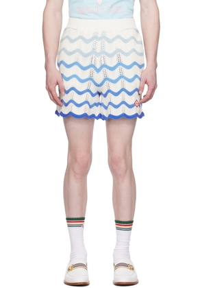 Casablanca White & Blue Wavy Gradient Shorts