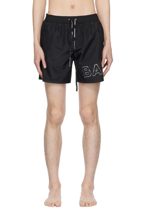 Balmain Black Embossed Swim Shorts
