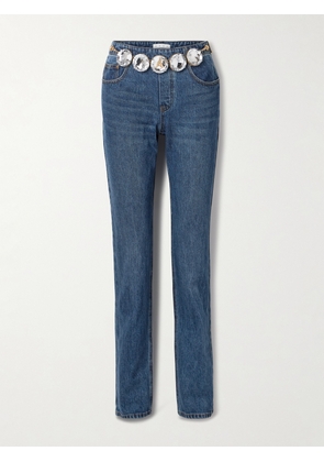 AREA - Embellished High-rise Slim-leg Jeans - Blue - 25,26,27,28,29,30,31