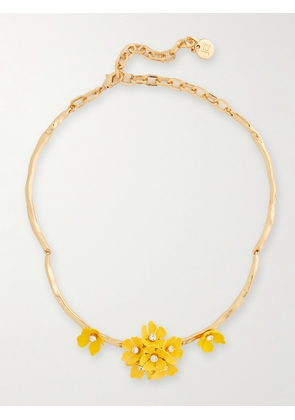 Carolina Herrera - Gold-tone, Enamel And Crystal Necklace - Yellow - One size
