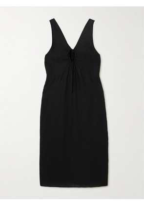 Deiji Studios - Cutout Linen Maxi Dress - Black - XS/S,S/M,M/L,L/XL
