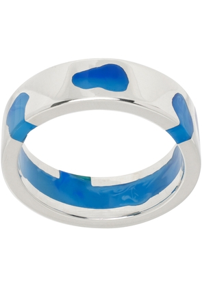 Ellie Mercer SSENSE Exclusive Silver & Blue Classic Band Ring