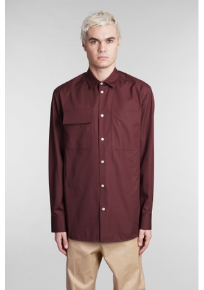 Jil Sander Shirt In Bordeaux Cotton