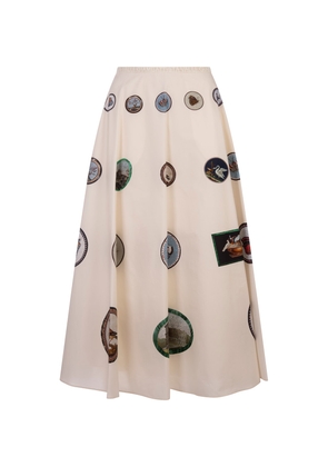 Giambattista Valli White Midi Skirt With Micromosaic Print