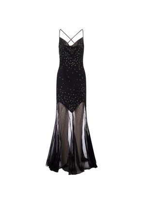 Paco Rabanne Long Black Dress With Crystals