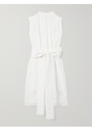Erdem - Cape-effect Broderie Anglaise Cotton-blend Mini Dress - White - UK 4,UK 6,UK 8,UK 10,UK 12,UK 14,UK 16