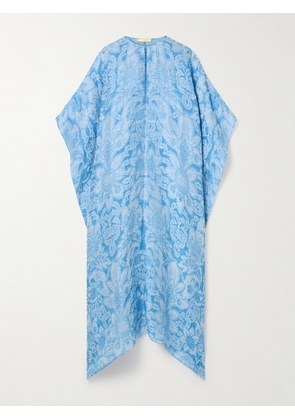 Erdem - Oversized Linen-blend Jacquard Kaftan - Blue - small,medium,large,x large