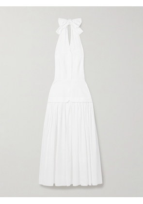 TOVE - Quinn Tiered Checked Embroidered Cotton Halterneck Maxi Dress - White - FR34,FR36,FR38,FR40,FR42