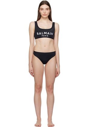 Balmain Black Embroidered Bikini