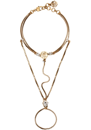 Alexander McQueen Gold Crystal Hand Jewelry