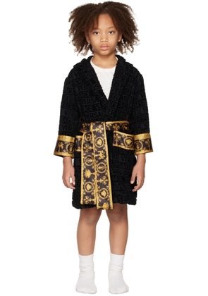 Versace Kids Black I Heart Baroque Bath Robe