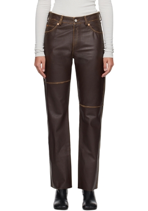 MM6 Maison Margiela Brown Paneled Leather Pants