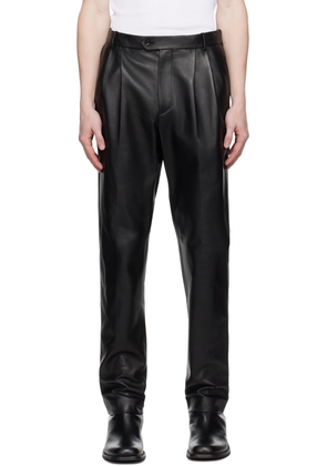 Bally Black Pleated Leather Pants