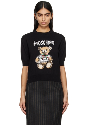 Moschino Black Drawn Teddy Bear Sweater