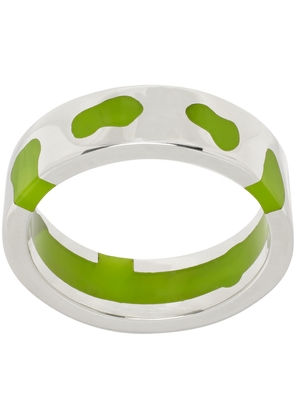 Ellie Mercer Silver & Green Classic Band Ring
