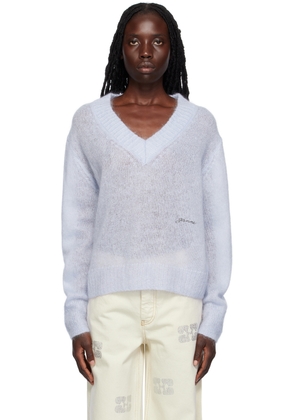 GANNI Blue Embroidered Sweater