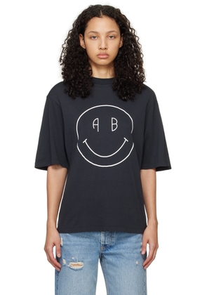 ANINE BING Black Avi Smiley T-Shirt