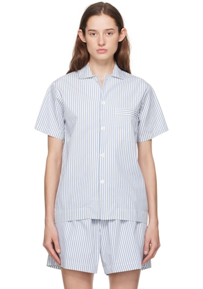 Tekla White & Blue Short Sleeve Pyjama Shirt