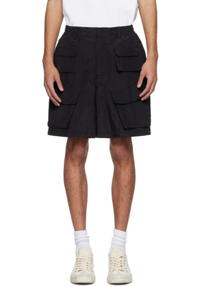 Solid Homme Black Flap Pocket Shorts